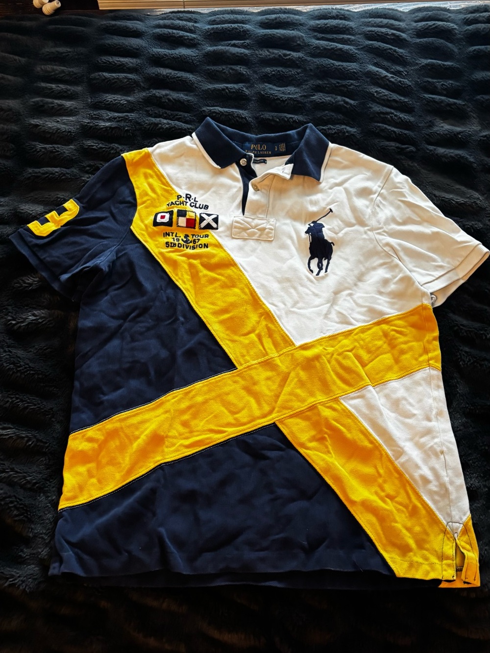 Polo by Ralph Lauren Men’s Colorblock Polo Shirt in Navy, White & Yellow